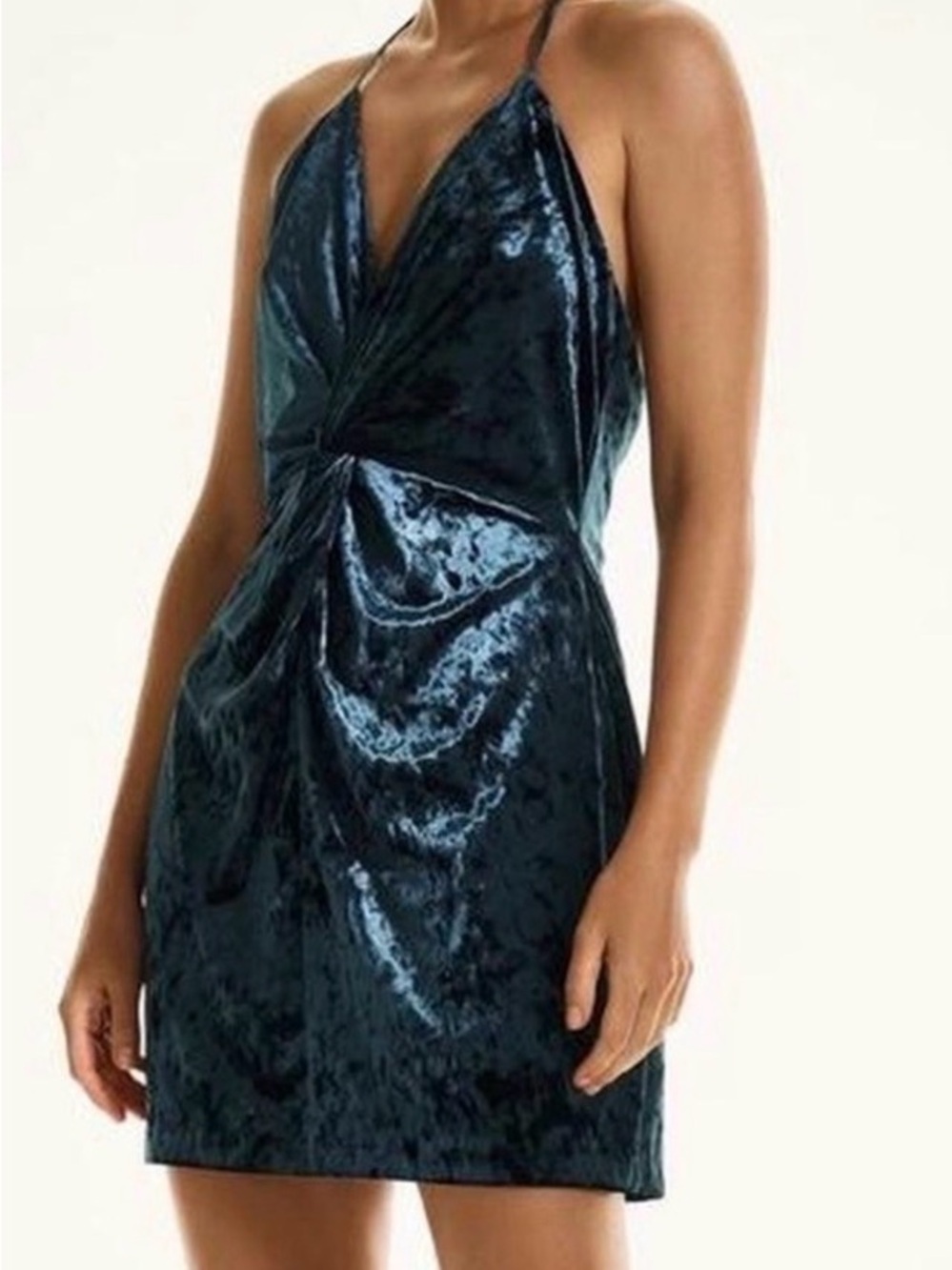 zara blue backless dress | Dresses | Zara Velvet Twist Deep Teal Size Medium Mini Halter Party ZARA WOMAN COLLECTIONDress with short sleeve dress Size:DDD mini backless dress for Zara navy blue